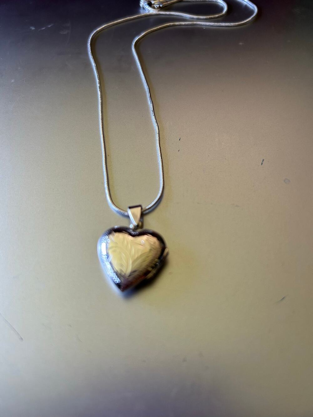 Sterling Silver Heart Locket Necklace Engraved 925 20" Chain Keepsake